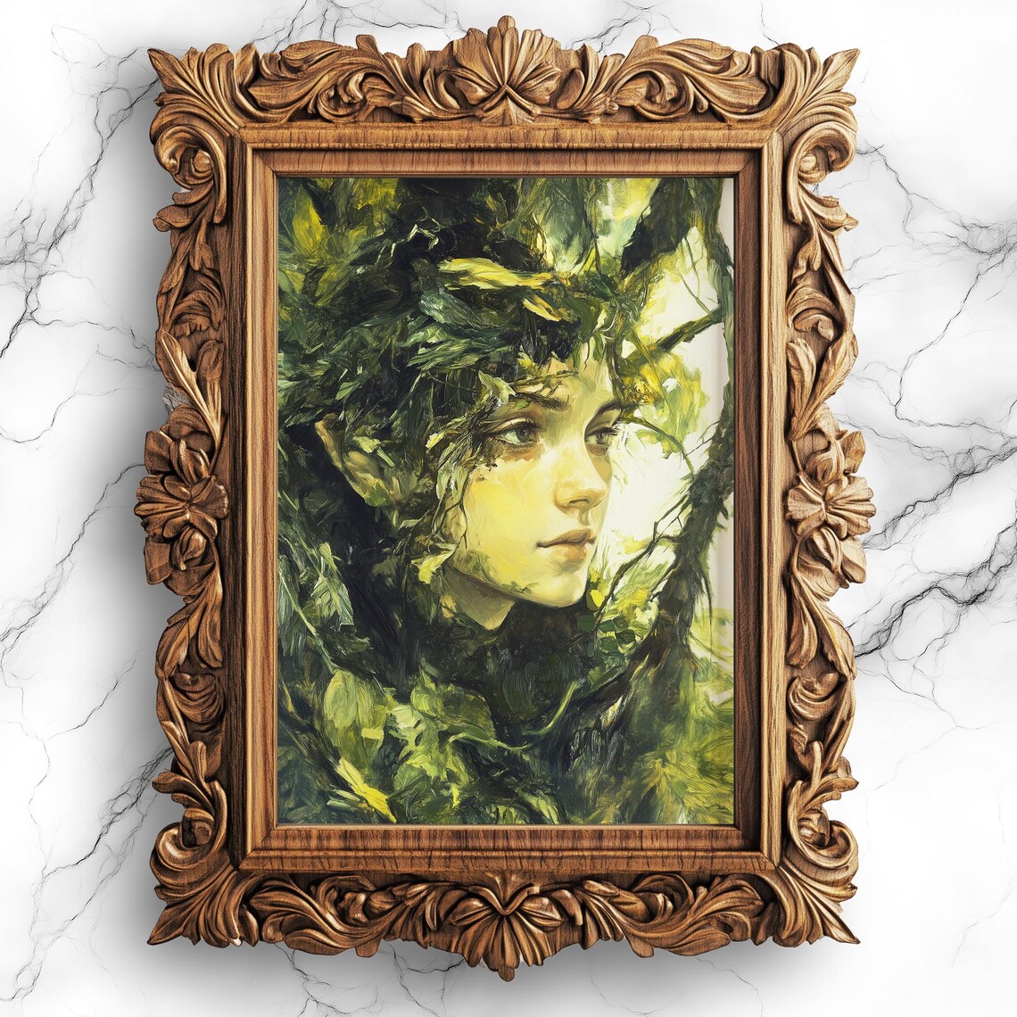 Whimsigoth Fairy Dark Academia Forest Portrait Art Print