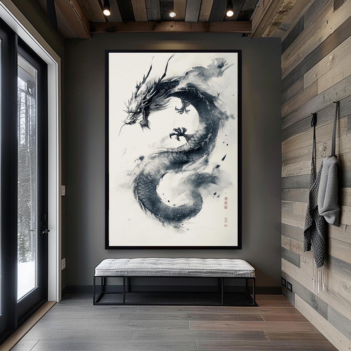 Traditional Chinese Dragon Ink Wash Art Print - Image 4