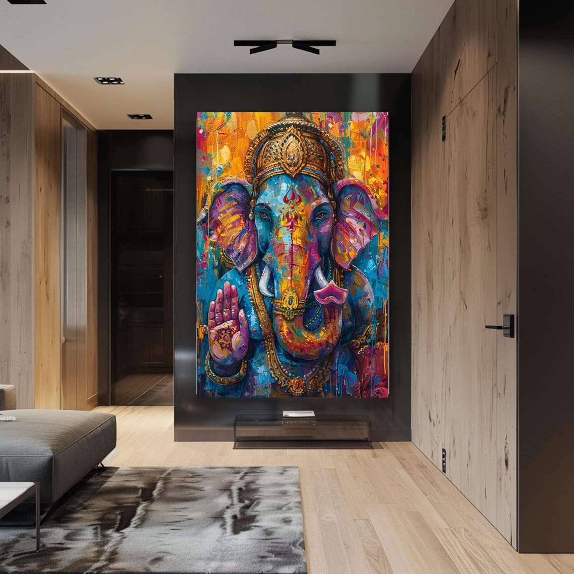 God Ganesha Decor Indian God Art God Of Prosperity Hindu Wall Decor Framed Artwork Original Art Wall Art Modern Wall Decor Wall Art - Image 4