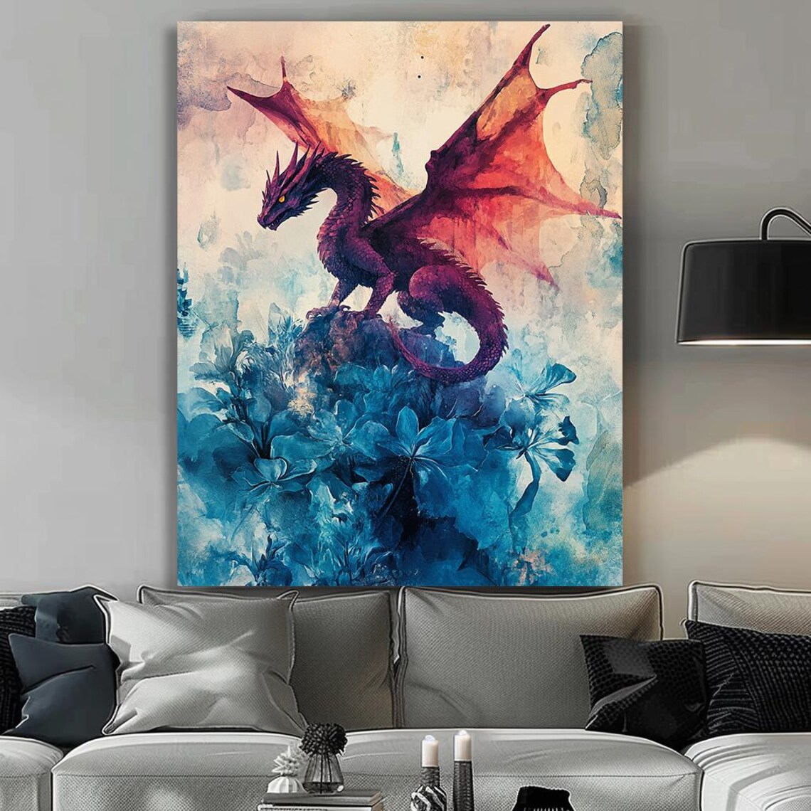 Dragon Wall Art Dragon Print Print Wall Art Decor Home Decor Fantasy Dragon Art Large Decor Framed Artwork - Image 5