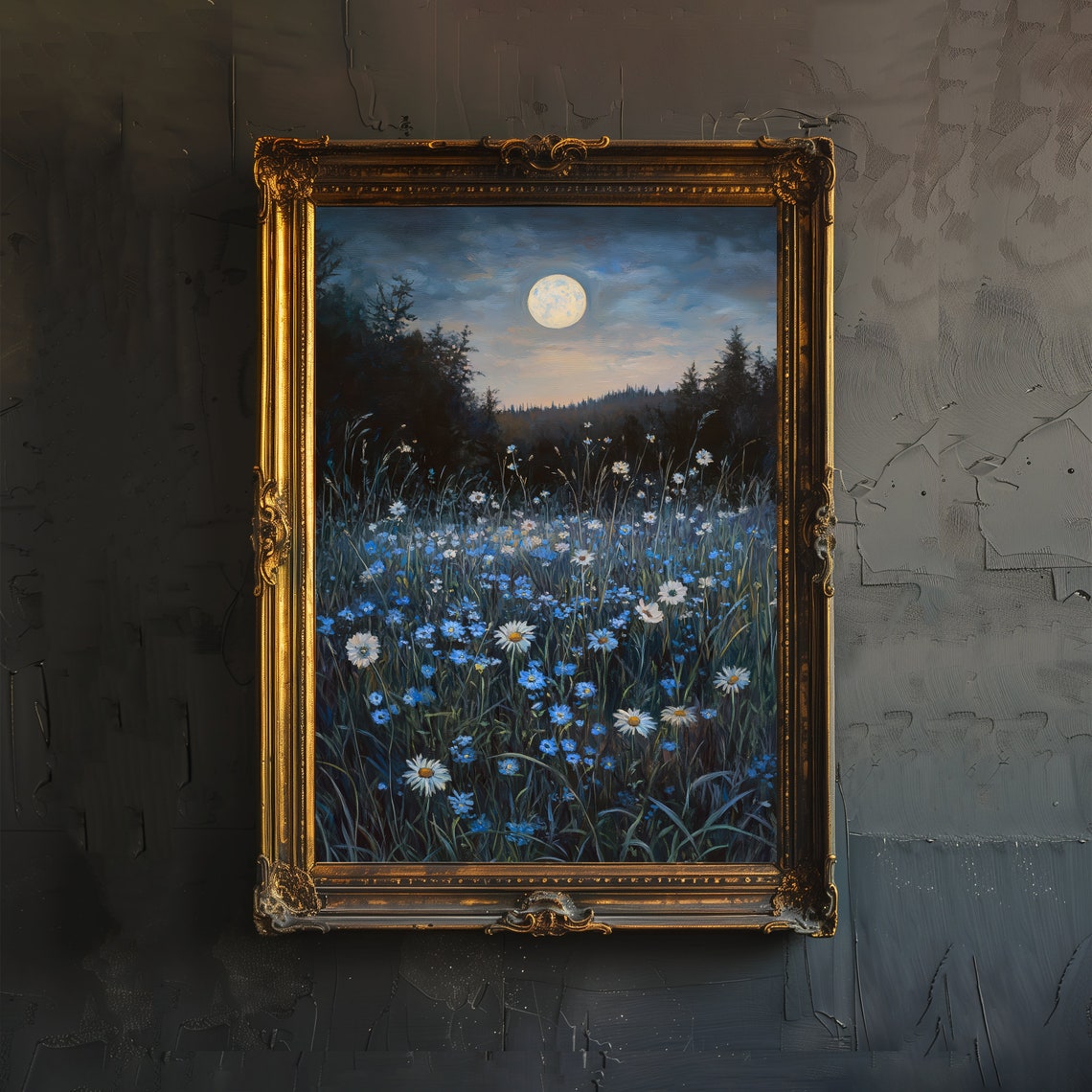 Celestial Moon Print, Dark Academia Gothic Decor