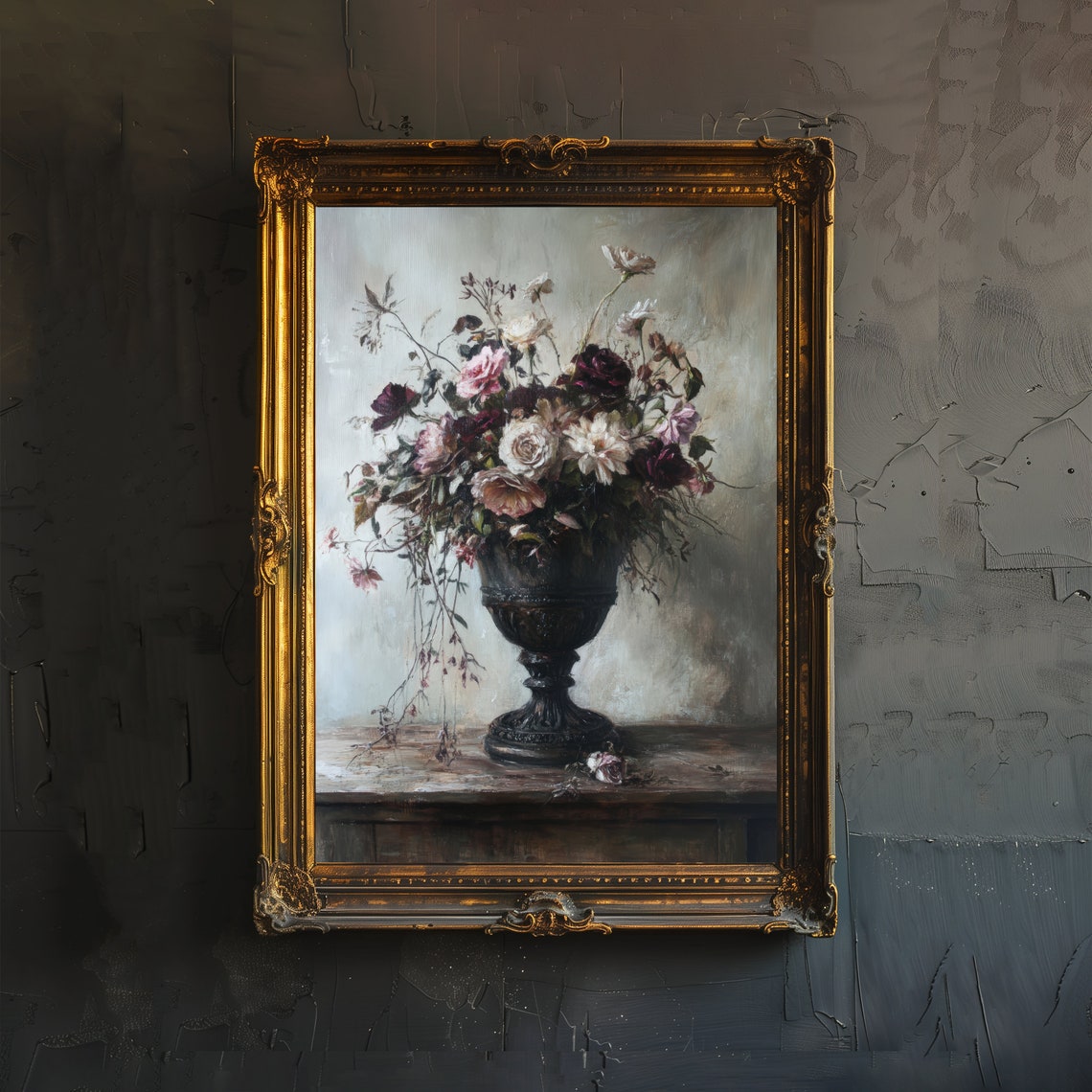 Vintage Flowers Poster Dark Academia Art Gothic Decor Antique Floral Illustration Rustic Nature Wall