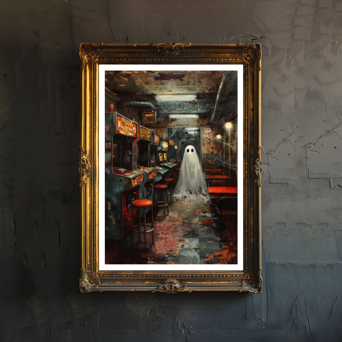 In Arcade Print, Gothic Vintage Halloween Poster