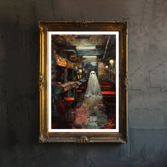 In Arcade Print, Gothic Vintage Halloween Poster