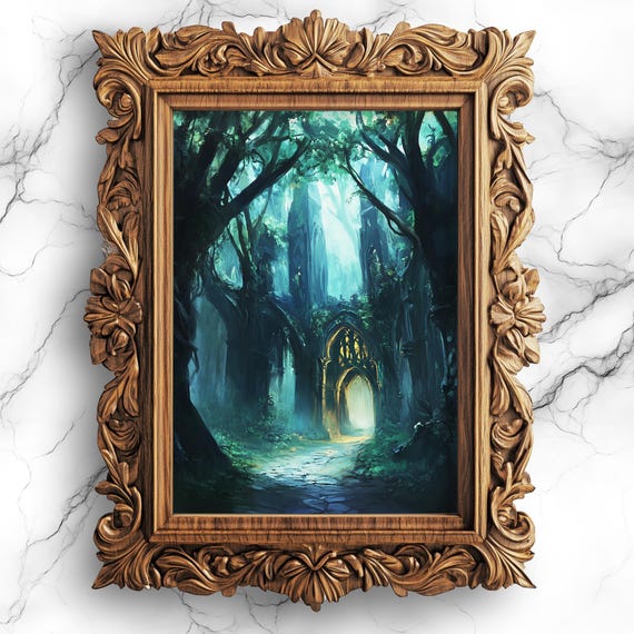 Enchanted Forest Wall Art Dark Fantasy Gothic Scene Moody Academia Magical Home Decor Sce86