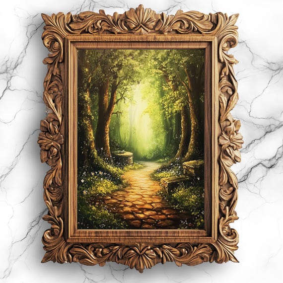 Enchanted Magical Forest Oil Painting Dark Academia Wall Art Moody Mystic Home Decor Sce102