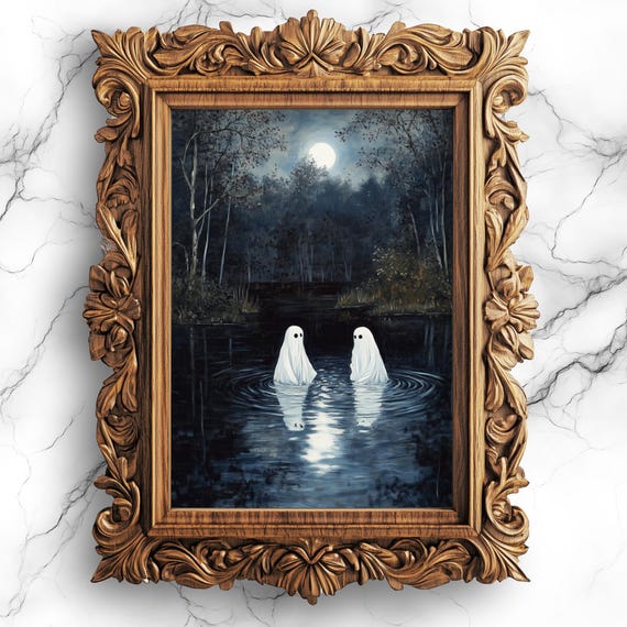 Moonlit Lake Dark Academia Art Print