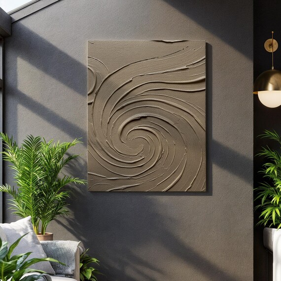 Beige Swirl Impasto Texture Abstract Spiral Minimalist Wall Poster