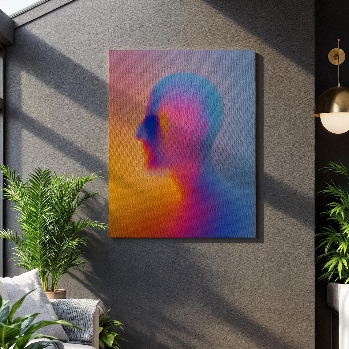 Abstract Neon Portrait, Minimalist Face Painting