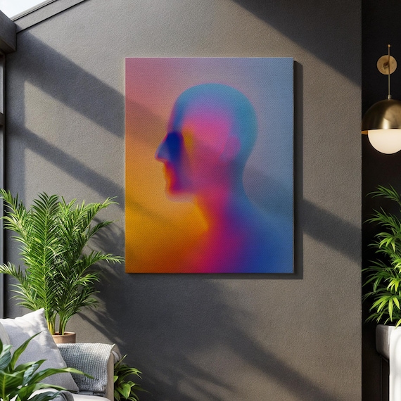 Abstract Neon Portrait, Minimalist Face Painting