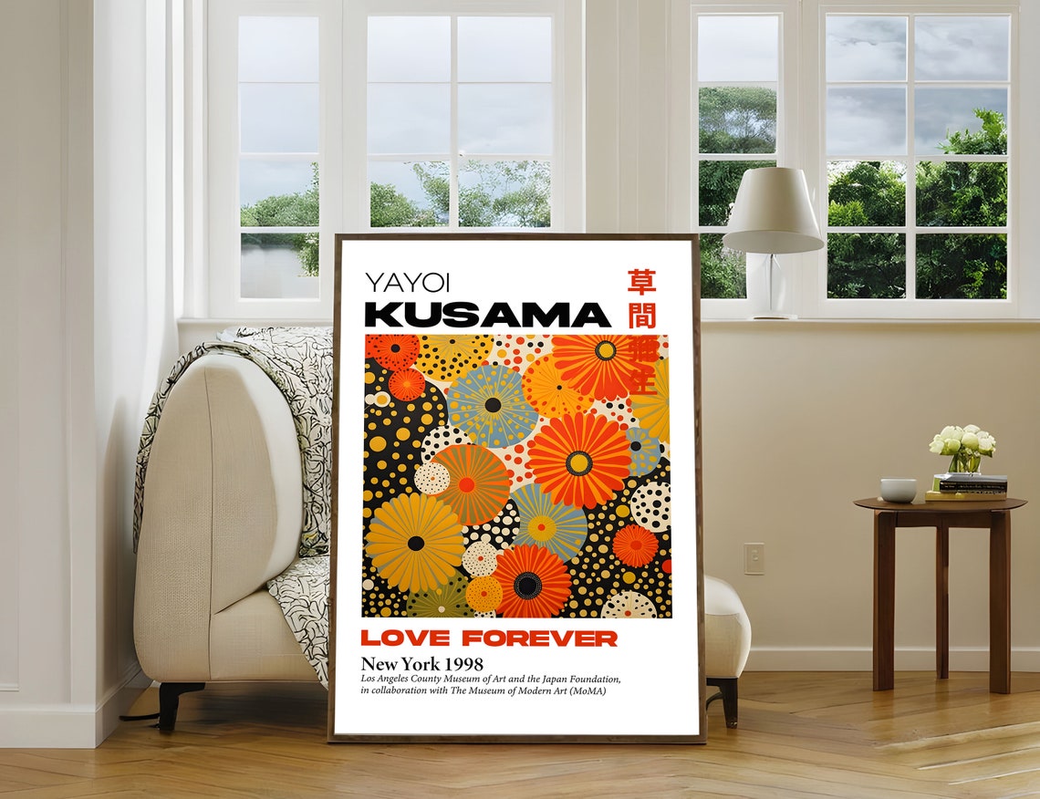 Yayoi Kusama Love Forever New York 1998 Flower Heads Dots Poster - Image 5