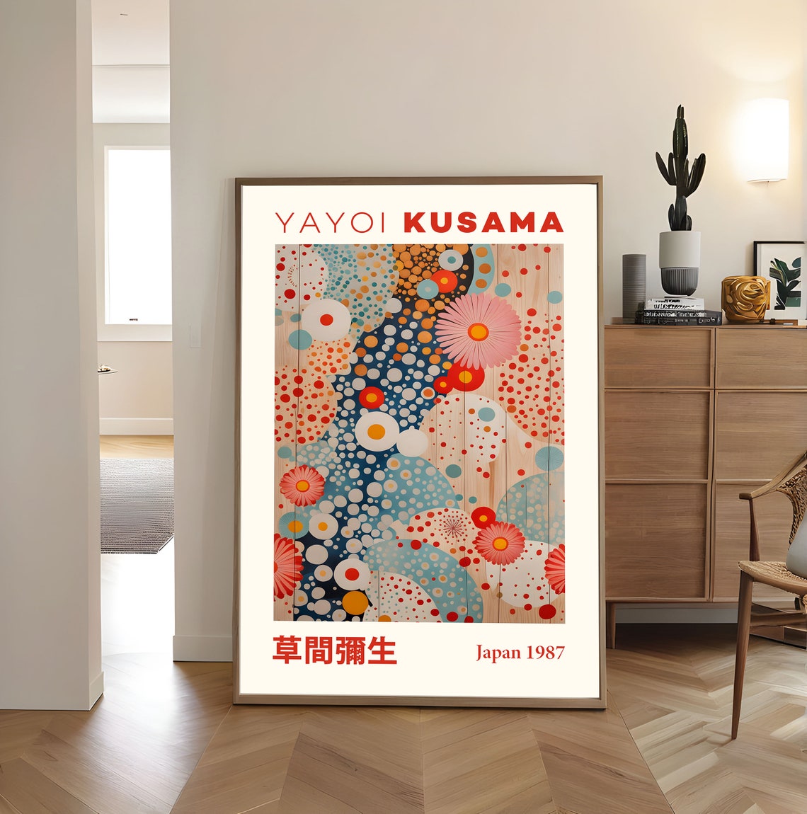 Yayoi Kusama Blooming Dots Floral Waves 1987 Exhibition Poster - Image 3