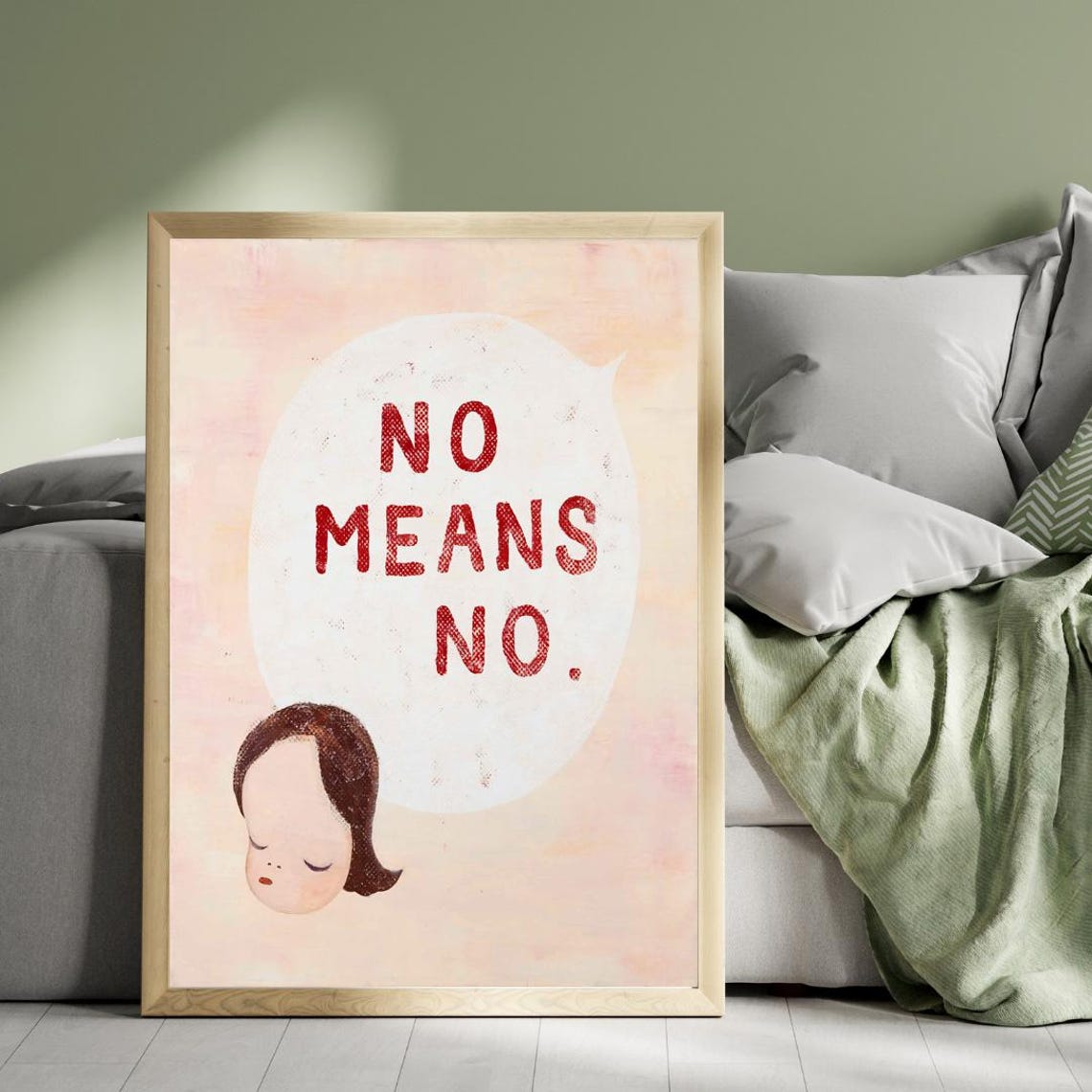 Yoshitomo Nara No Means No 1995 Red Speech Bubble Art Poster - Image 3