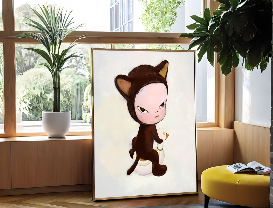 Yoshitomo Nara Kitty in Costume Riding Duck Toy Adorable Art Poster - Image 5