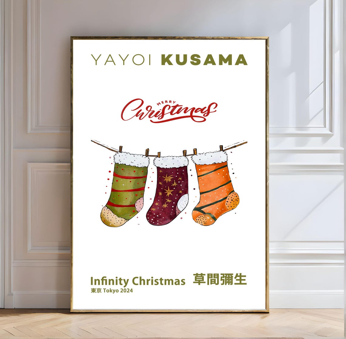 Yayoi Kusama Infinity Christmas Stockings Merry Tokyo 2024 Poster