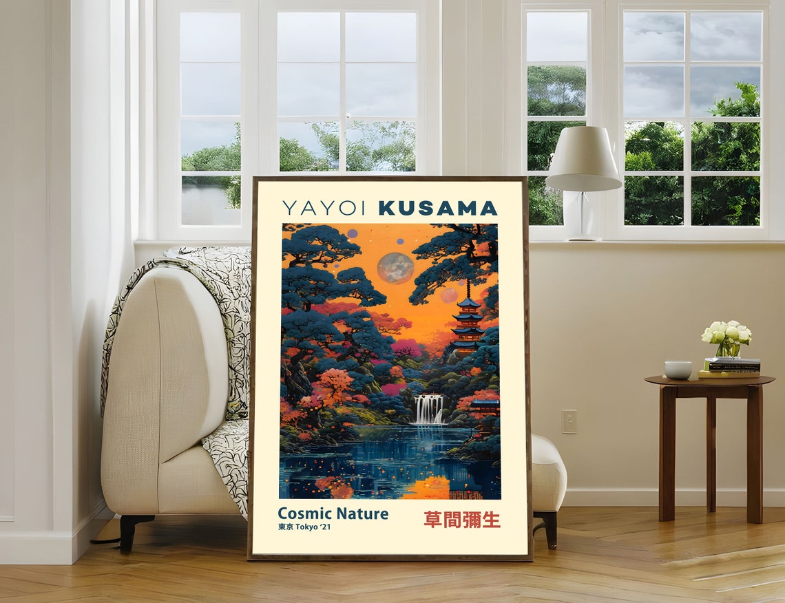 Yayoi Kusama Cosmic Nature Pagoda Waterfall Tokyo 2021 Poster - Image 3
