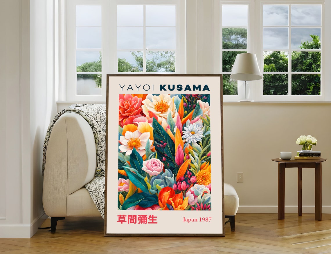 Yayoi Kusama Japan 1987 Vibrant Floral Explosion Garden Poster - Image 2