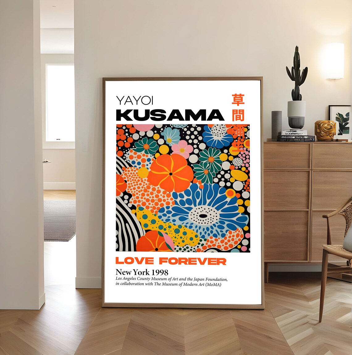 Yayoi Kusama Love Forever New York 1998 Psychedelic Floral Poster - Image 2