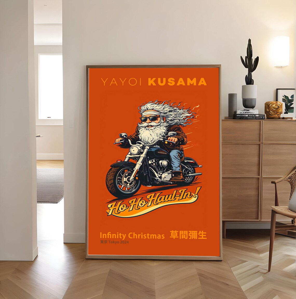 Yayoi Kusama Santa Motorcycle Ho Ho Haul In Tokyo 2024 Art Poster - Image 5