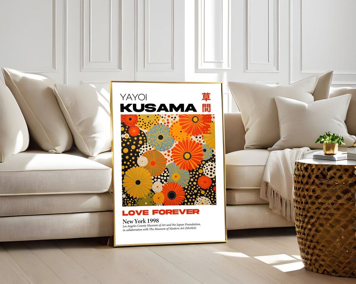 Yayoi Kusama Love Forever New York 1998 Flower Heads Dots Poster - Image 2