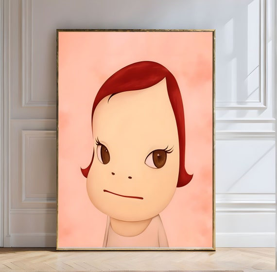 Yoshitomo Nara Girl 2006 Yoshitomo Nara Chocolate Hair Thoughtful Expression Character Contemporary Art Print Calm Peachy