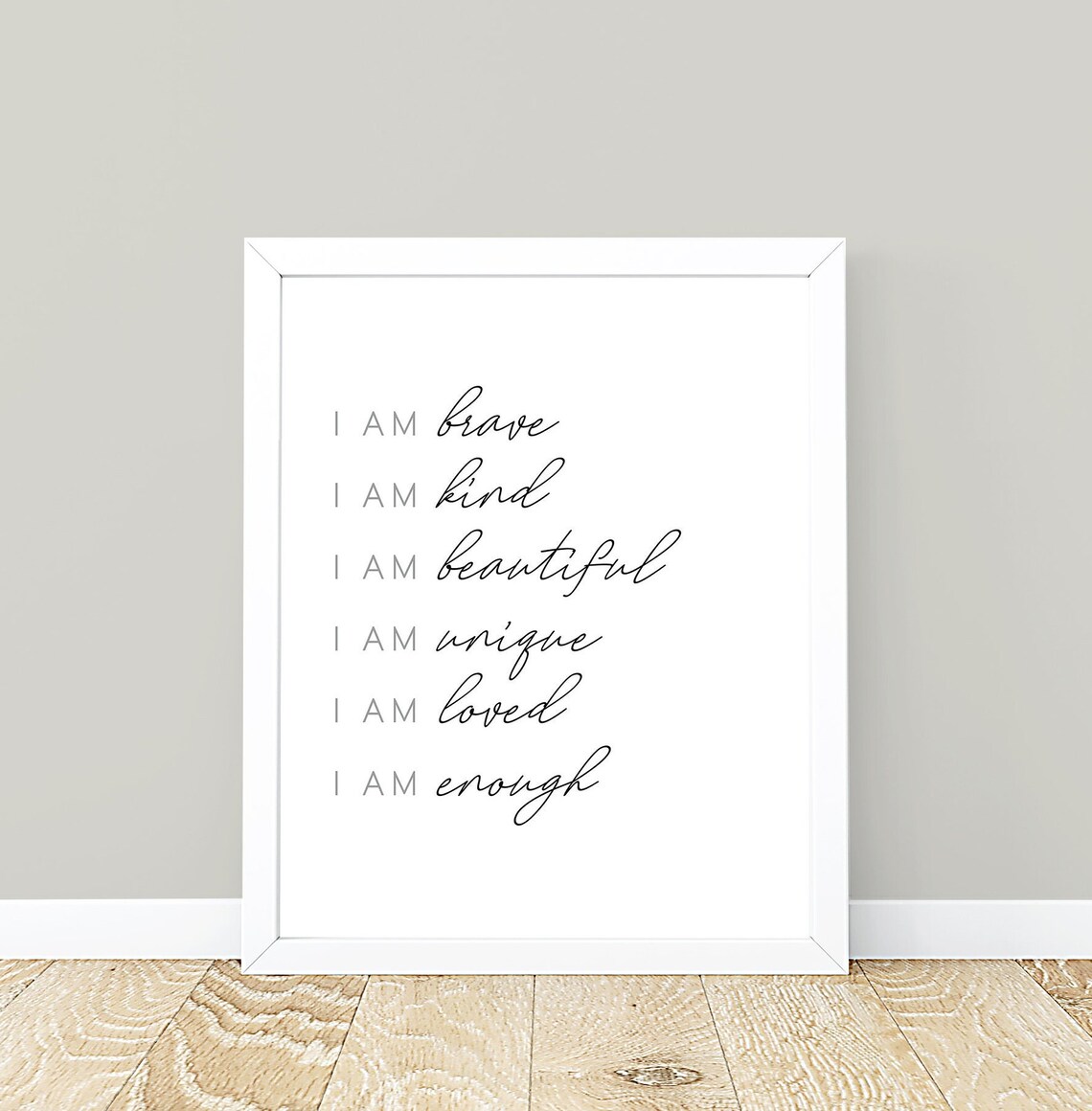 I Am Brave Kind Beautiful Enough Positive Affirmations Poster - Image 2