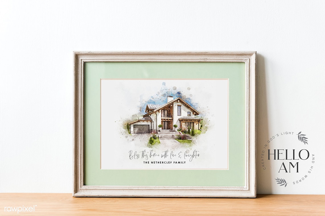 Custom House Portrait Hand Painted Poster Print - Image 2