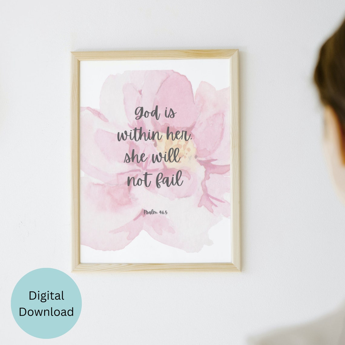 God Is Within Her She Will Not Fail Proverbs 465 Inspirational Christian Floral Wall Art Home Decor Sign - Image 3