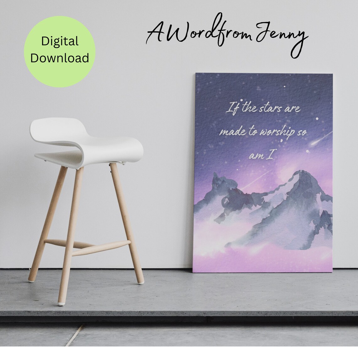 If the Stars Are Made to Worship So Am I Night Mountain Watercolor Poster - Image 3