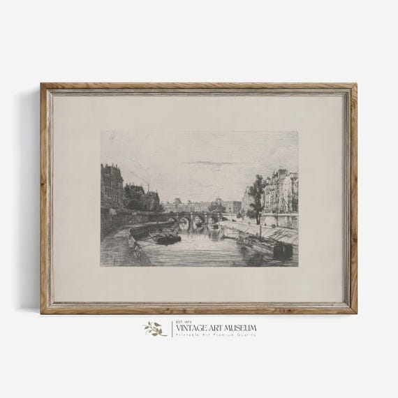 Paris Cityscape Sketch Vintage Travel Poster