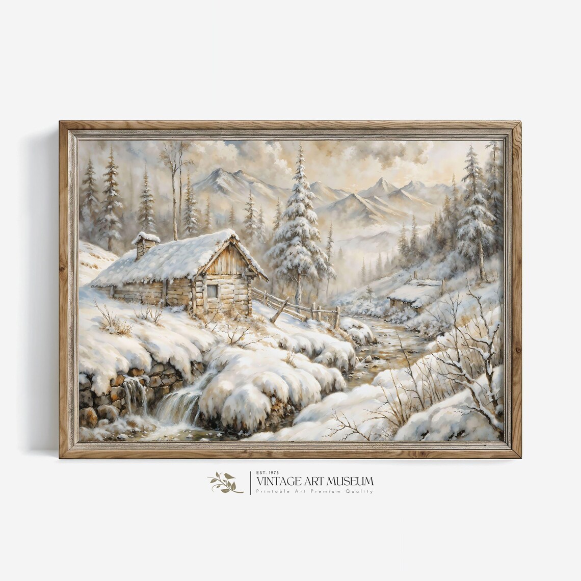 Vintage Winter Village In Norway Art Print