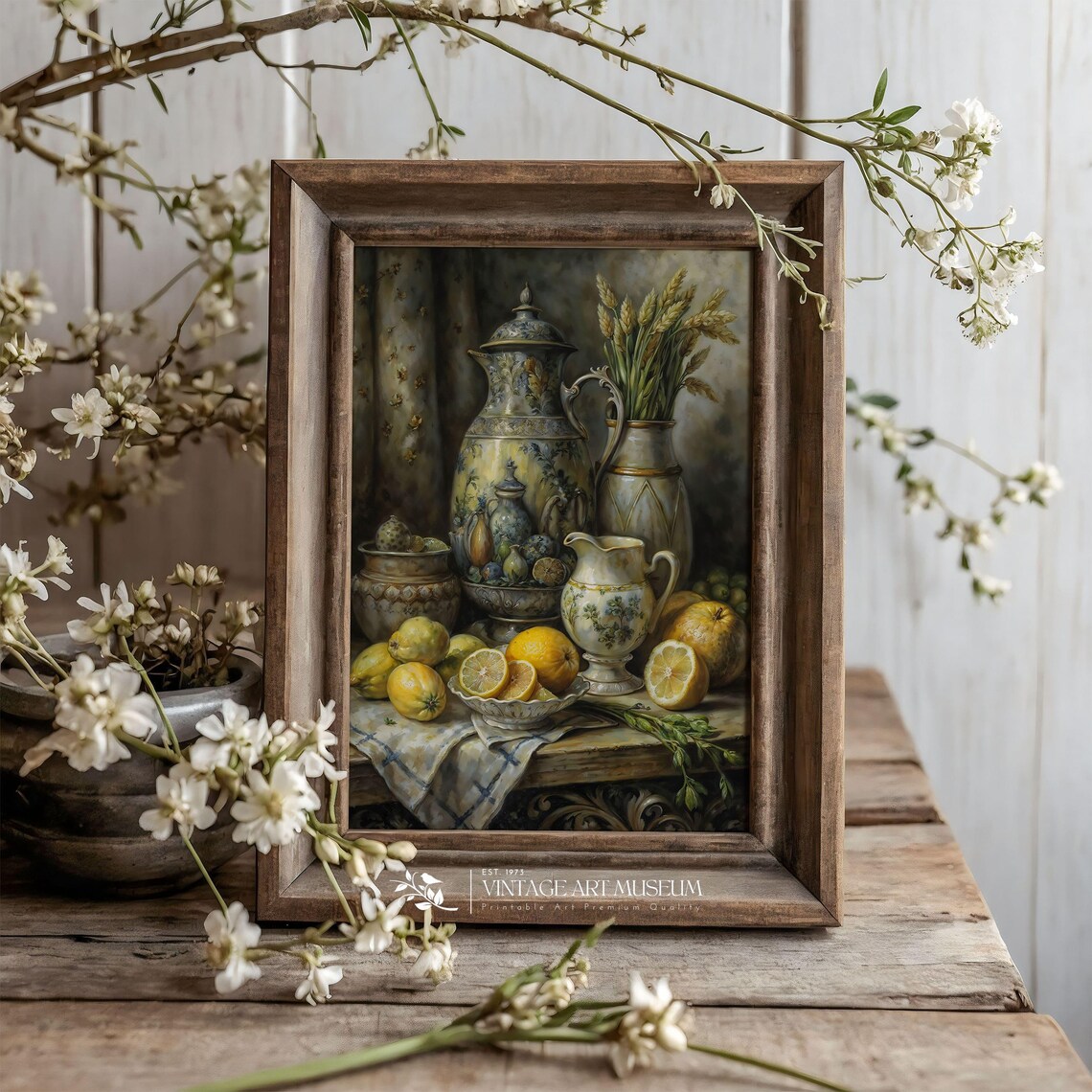 Vintage Ceramic Jug Still Life Art Print, French Country - Image 3