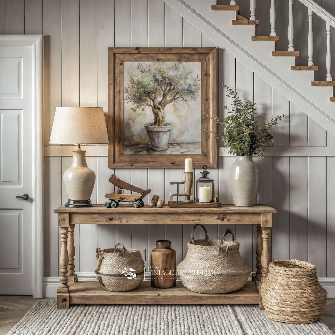 Vintage Style Olive Tree In A Pot Unique Nursery Wall Art Print In Warm Tones 595 - Image 2