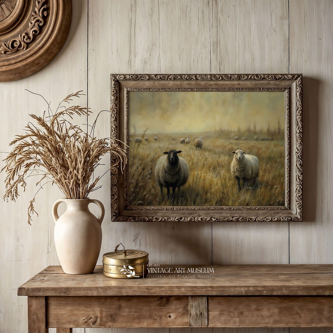 Vintage Style Landscape With Sheep, French Farmhouse Art Print - Image 2