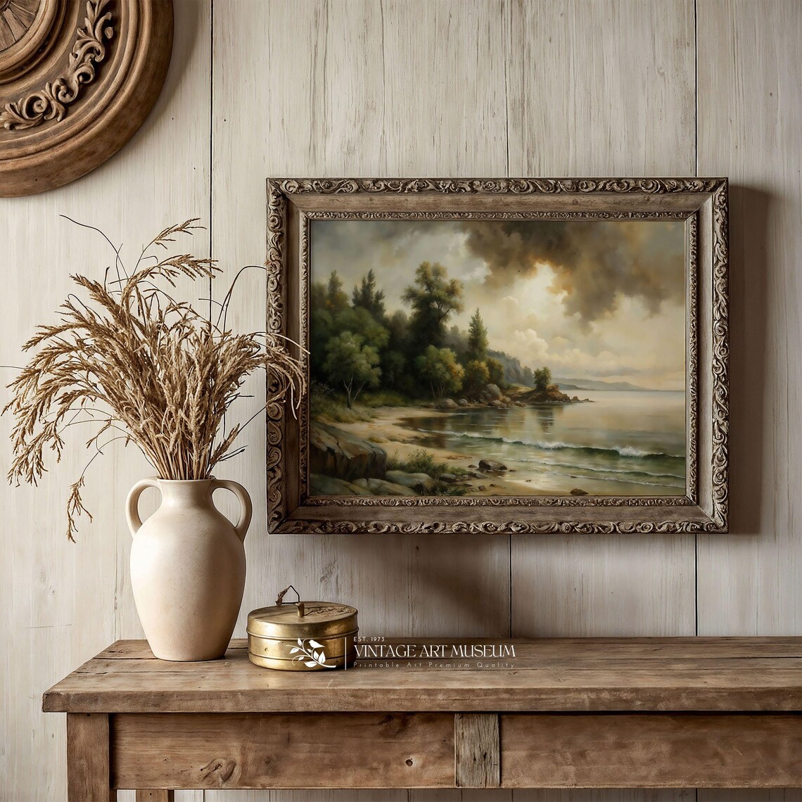 Morning On The Shore Moody Landscape Art Print - Image 3