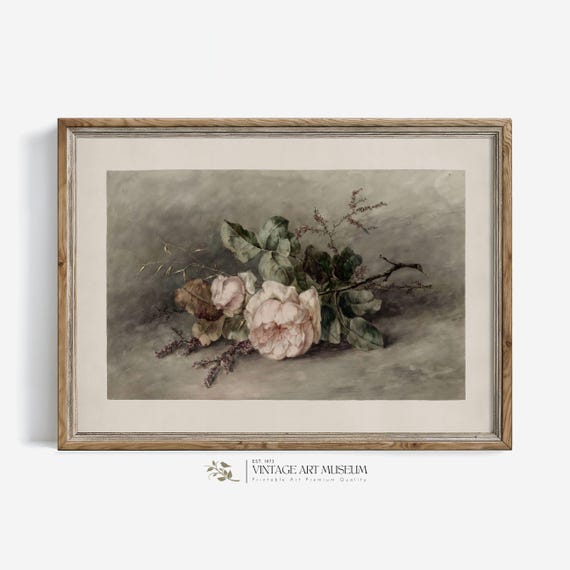 Rose Print Vintage Floral Watercolor Art Print