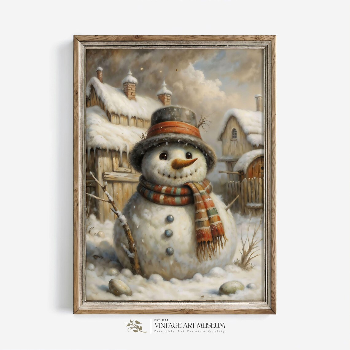 Enchanted Snowman, Cute Vintage Style Winter Scene