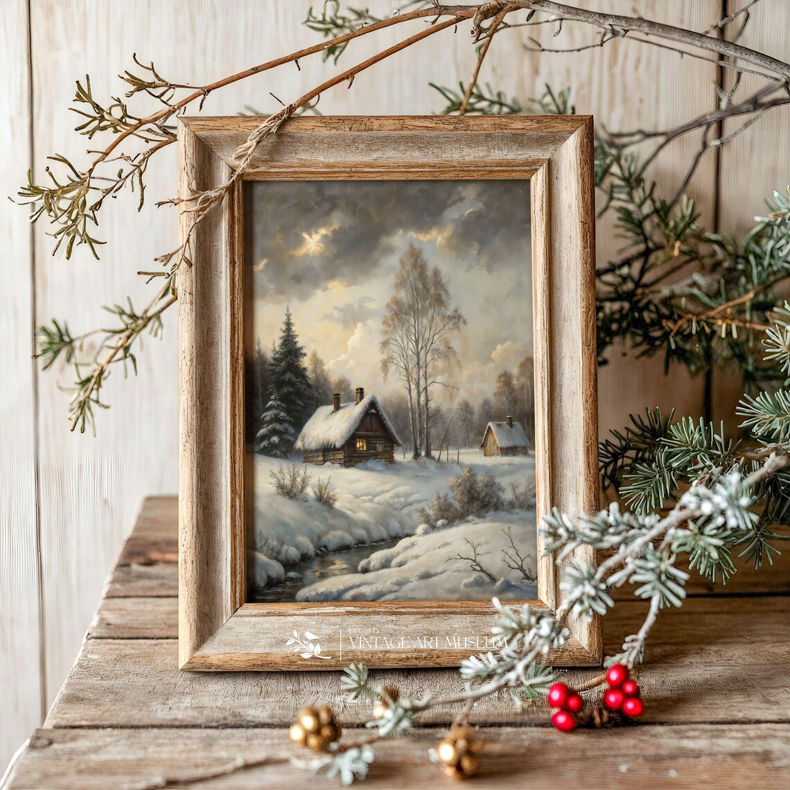 Frosty Foresters Retreat Vintage Winter Landscape - Image 3