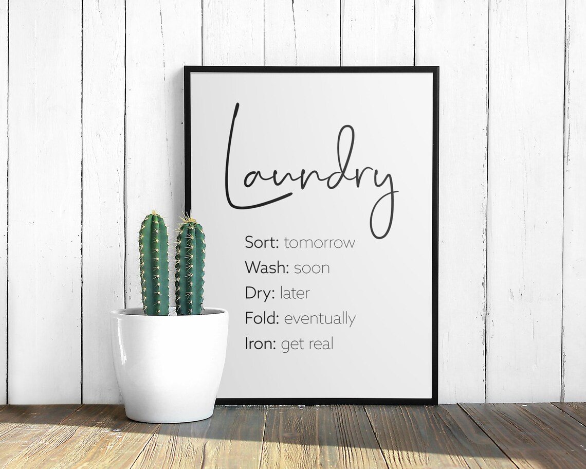 Laundry Schedule Print Laundry Room Decor Funny Laundry Poster Prints Wall Art Wash Dry Fold Sign Typography - Image 2