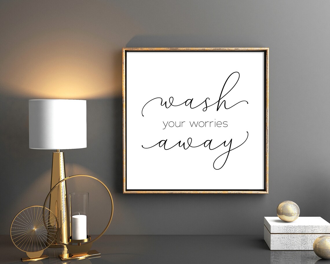 Wash Your Worries Away Bathroom Minimalist Art Print - Image 2