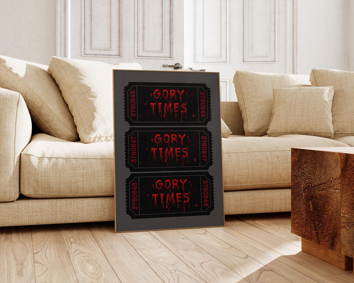 Gory Times Bloody Horror Font Halloween Ticket Trio Wall Art - Image 2