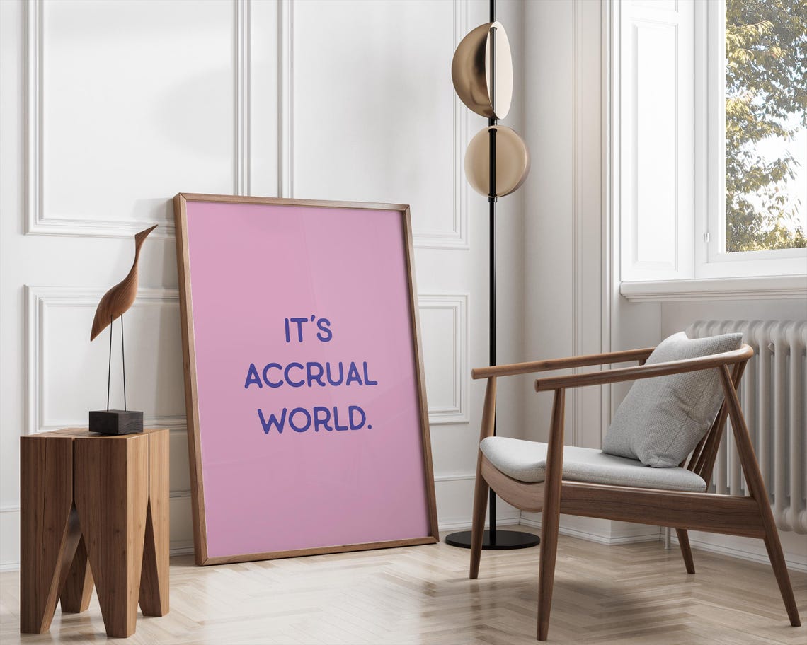 Its Accrual World Funny Accounting Pun Bold Pink Office Wall Art - Image 3
