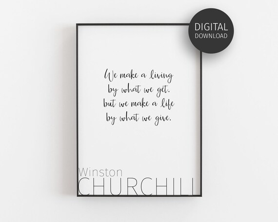 Churchill Quote Prints, Minimalist Typography Poster