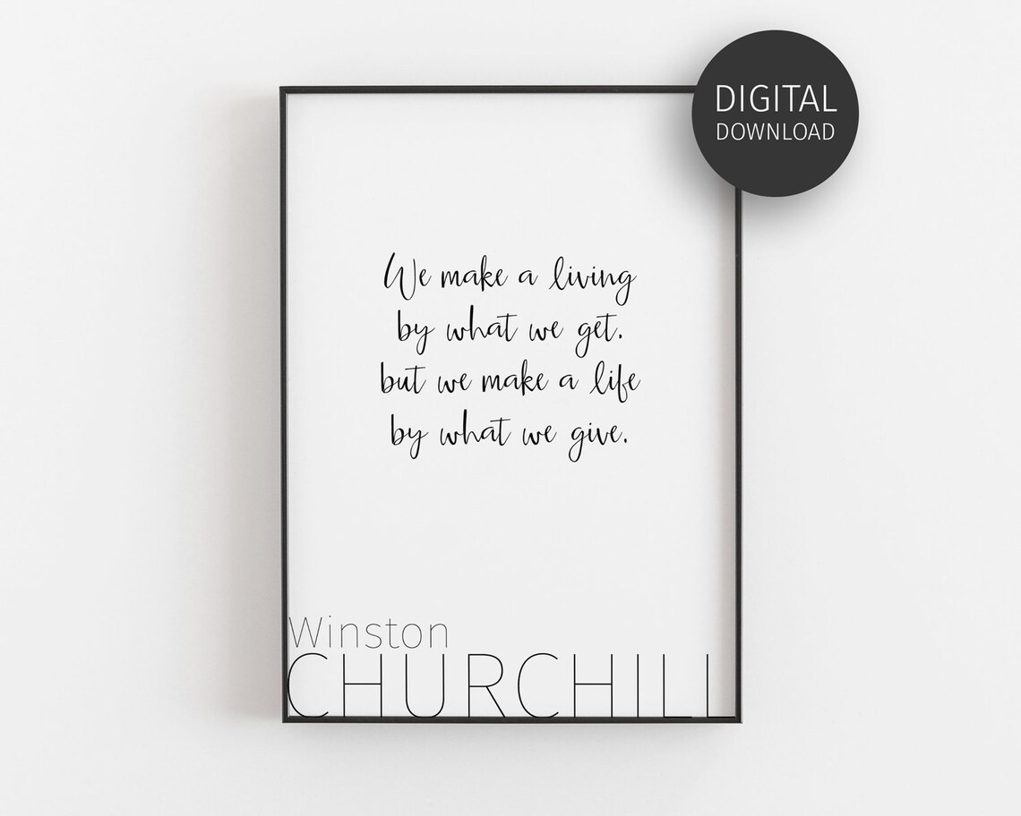 Churchill Quote Prints, Minimalist Typography Poster