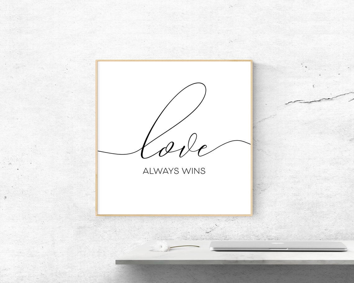 Love Always Wins Script Calligraphy Romantic Typography Poster - Image 3