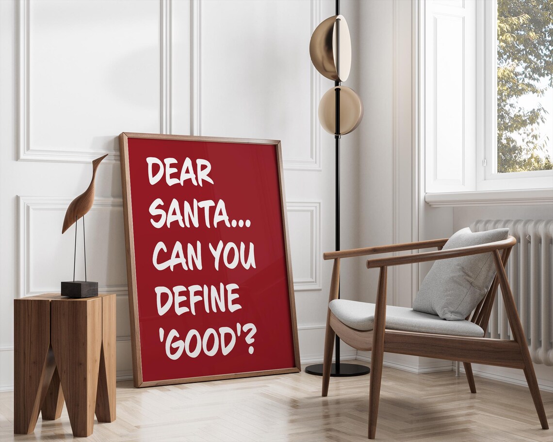 Dear Santa Define Good Funny Naughty List Christmas Wall Poster - Image 3