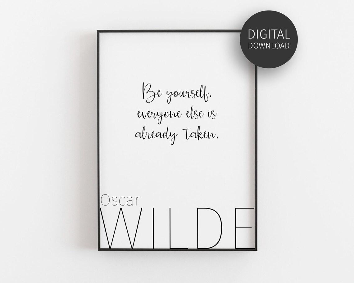 Oscar Wilde Quote Prints, Be Yourself Minimalist Poster