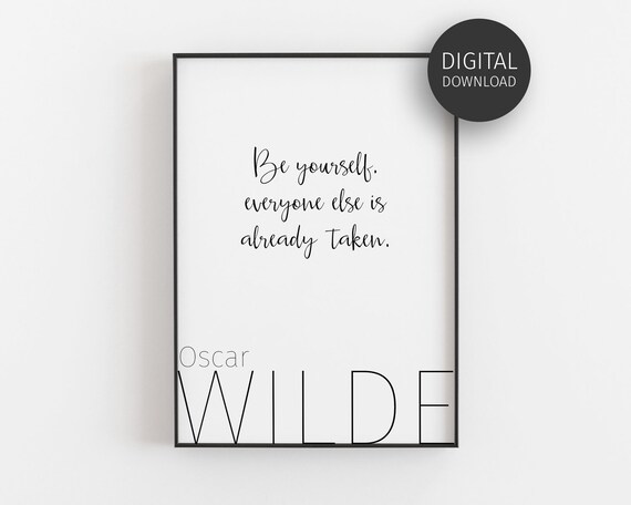 Oscar Wilde Quote Prints, Be Yourself Minimalist Poster