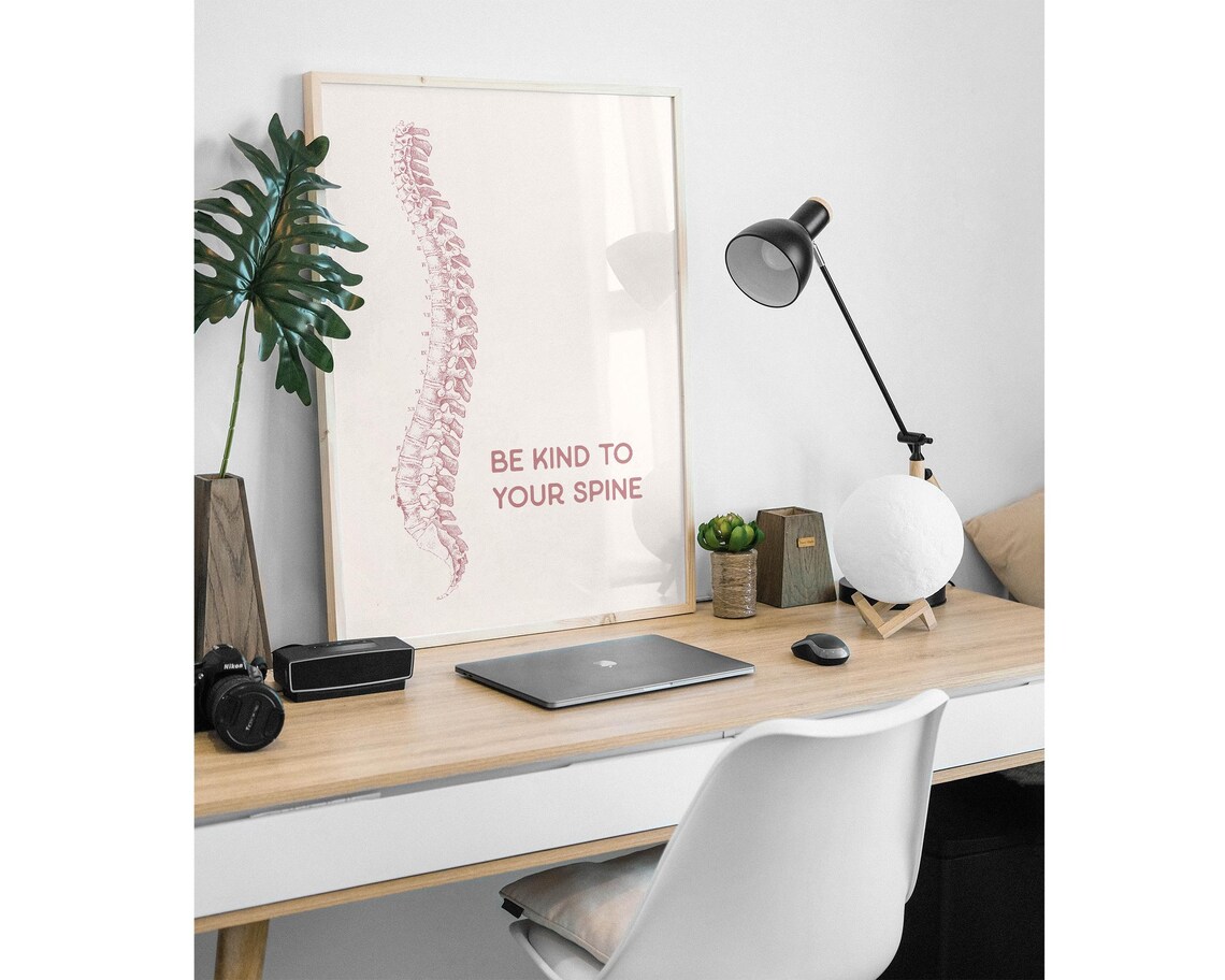 Be Kind To Your Spine Pink Anatomy Vintage Chiropractor Wall Art - Image 3