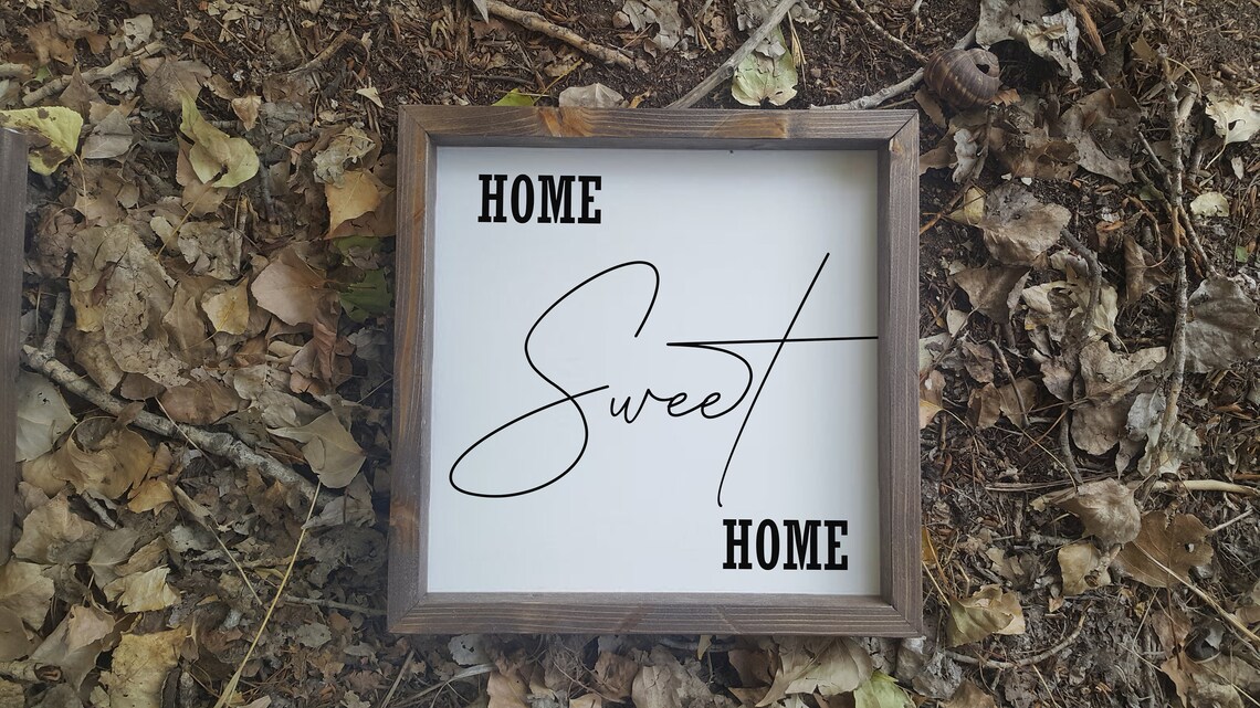 Home Sweet Home Script Rustic Farmhouse Wood Sign Wall Art Decor